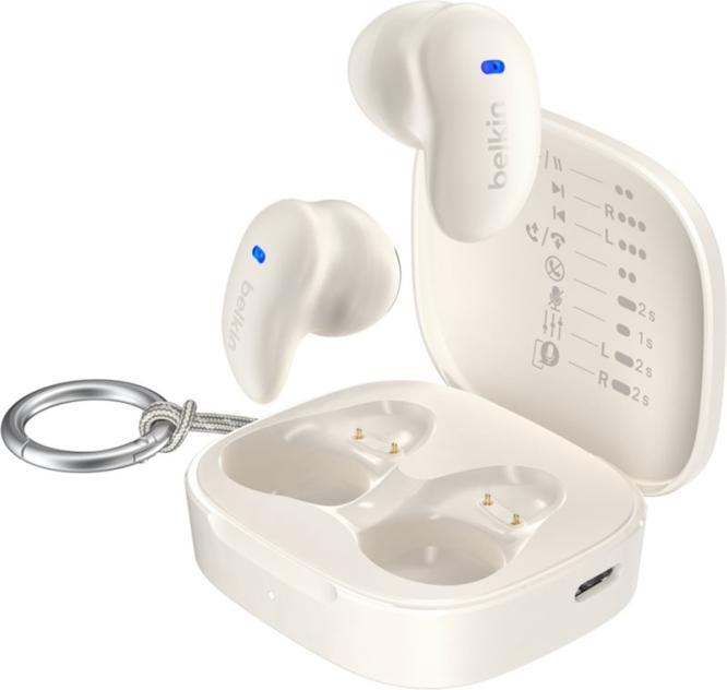 Produktbild Belkin SoundForm Anywhere True Wireless Earbuds Cream (ANC, 26 h, Kabelgebunden, Kabellos)