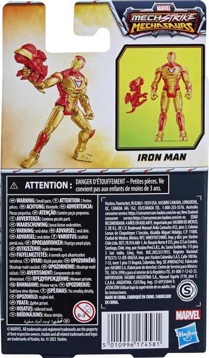 Image du produit Hasbro Mech Strike Mechasaurs Iron Man, figurine de 10 cm avec accessoire d'armement