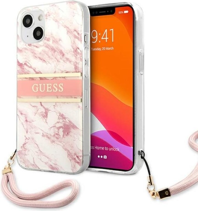 Produktbild Guess Hard Cover Marble Stripe with Strap (Apple iPhone 13 mini)