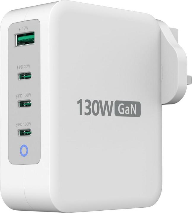 j5Create JUP43130F-FN Caricatore GaN USB-C® a 4 porte da 130 W - UE, Interno, USB, Grigio, Bianco (130 W, 4 Ports)