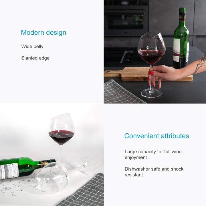 Produktbild Intirilife Weingläser mit moderner Kante (47 cl, 4 Gläser, Weissweingläser, Rotweingläser, Weingläser Set)