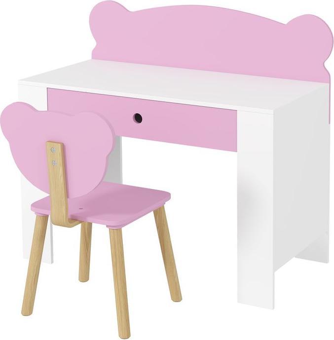 Swisshandel24 Schreibtisch-Set für Kinder, Bärenform, Schublade, zum Schreiben und Basteln, 3-8 Jahre, Rosa (80 x 41 x 74.50 cm)
