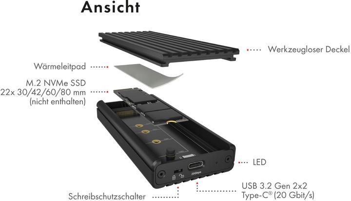 Actual product image Icy Box IB-1917M-C32a M.2 (M.2 2260, M.2 2280, M.2 2230, M.2 2242)