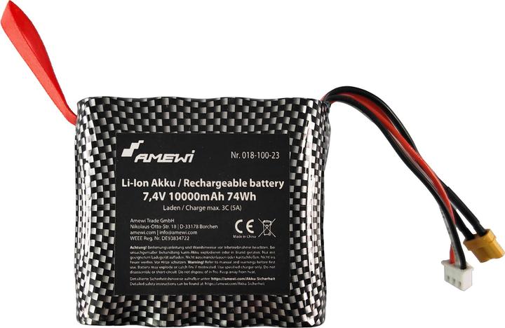 Immagine prodotto Amewi Batteria RC Li-Ion 10000 mAh 7,4 V XT30 (7.40 V, 10000 mAh)