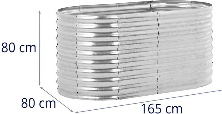 Produktbild Uniprodo Hochbeet aus Metall Balkon Kräuterbeet oval 165 x 80 x 80 cm Stahl