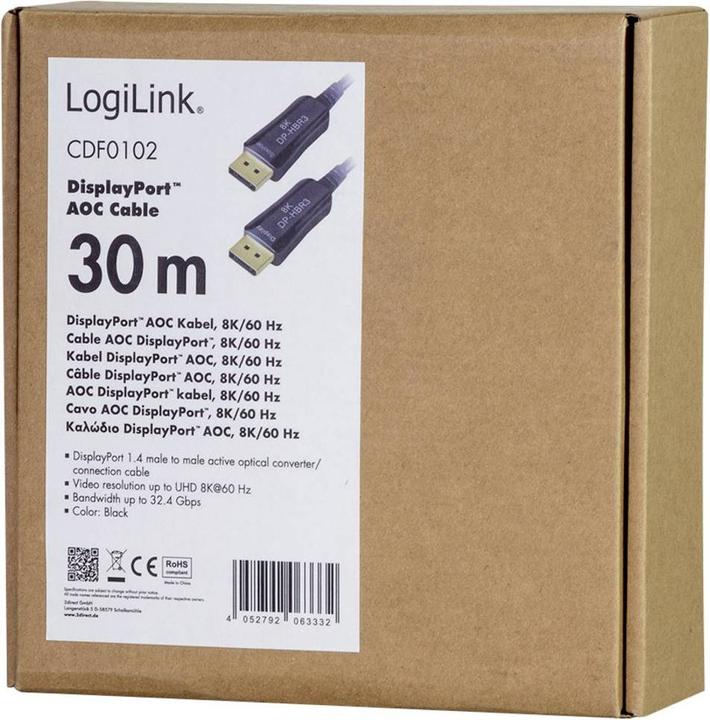 Actual product image LogiLink DisplayPort cable - DisplayPort (M) (30 m)