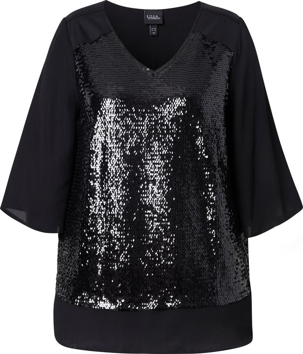 Actual product image Ulla Popken Sequined Layered Chiffon Blouse (50, 52)