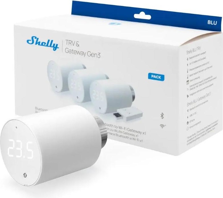 Actual product image Shelly BLU TRV x3 + BLU Gateway Gen3