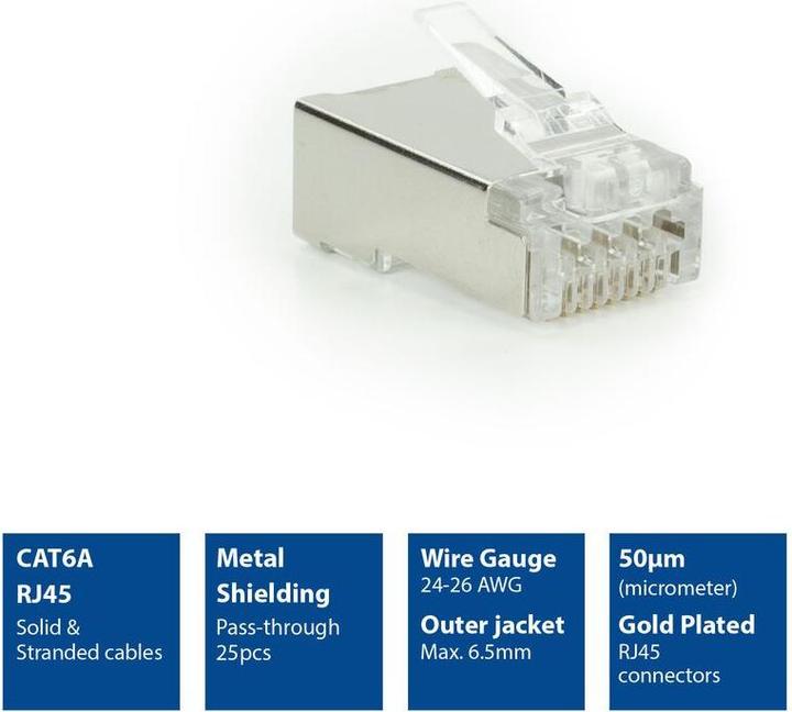 Produktbild ACT CAT6A pass-through shielded modular RJ45 connector