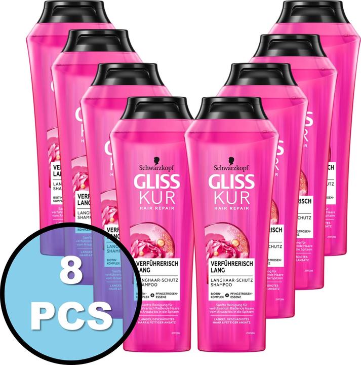 Actual product image Schwarzkopf 8xCure Shampoo 250ml Seductively Long (250 ml, Liquid shampoo)