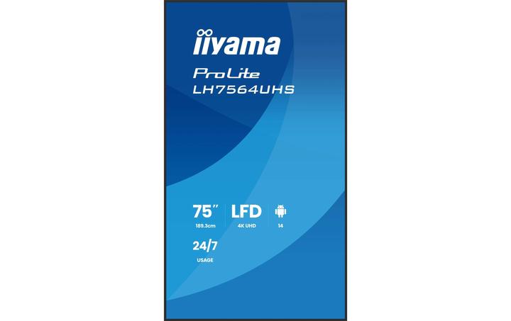 Actual product image iiyama 189.3cm(75") LH7564UHS-B1AG 16:9 2xHDMI+USB-C (Speditionsversand) (3840 x 2160 Pixels, 75")