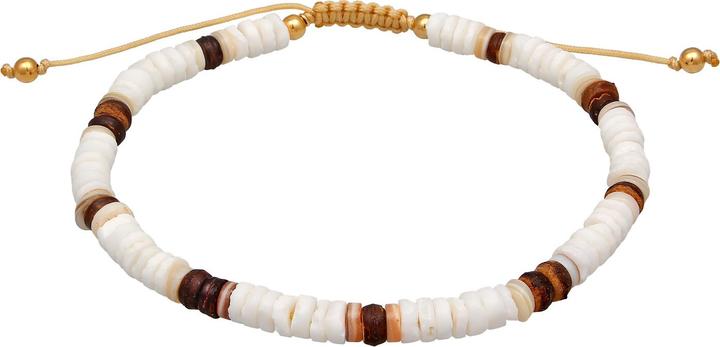 Elli Fussschmuck Muschel Kokosnuss Holz Perlen 925 Silber (Muschel, 925 Sterling Silber vergoldet, Nylon, No Stein, 22 cm)