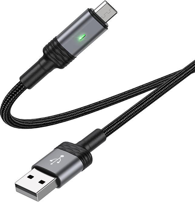 Produktbild Borofone BU30 Lynk Smart Power-Off-Kabel - USB auf Micro USB - 2,4 A 1,2 Meter schwarz (1.20 m)