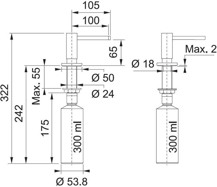 Immagine prodotto Franke Dispenser per detergente piatti Active