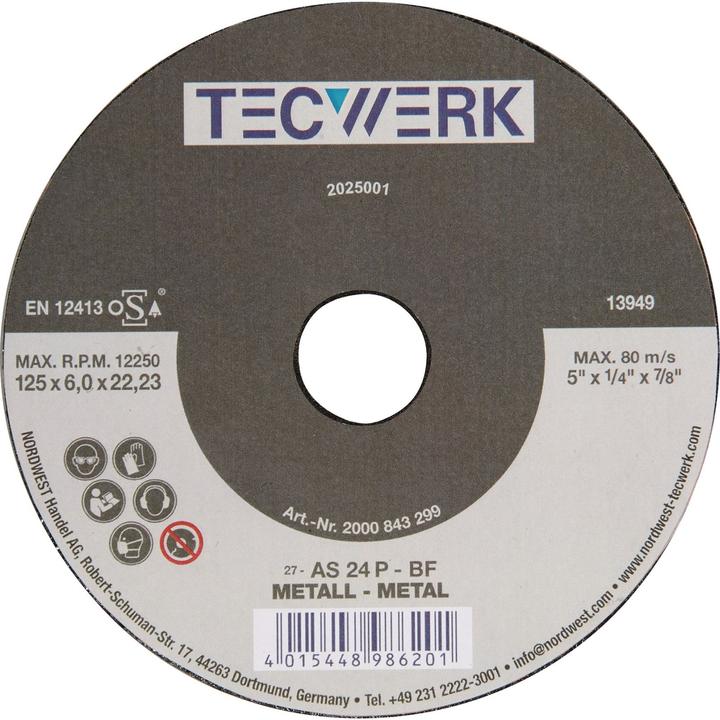 Tecwerk Schruppscheibe Action D125xS6mm gekröpft Bohrung 22,23 mm
