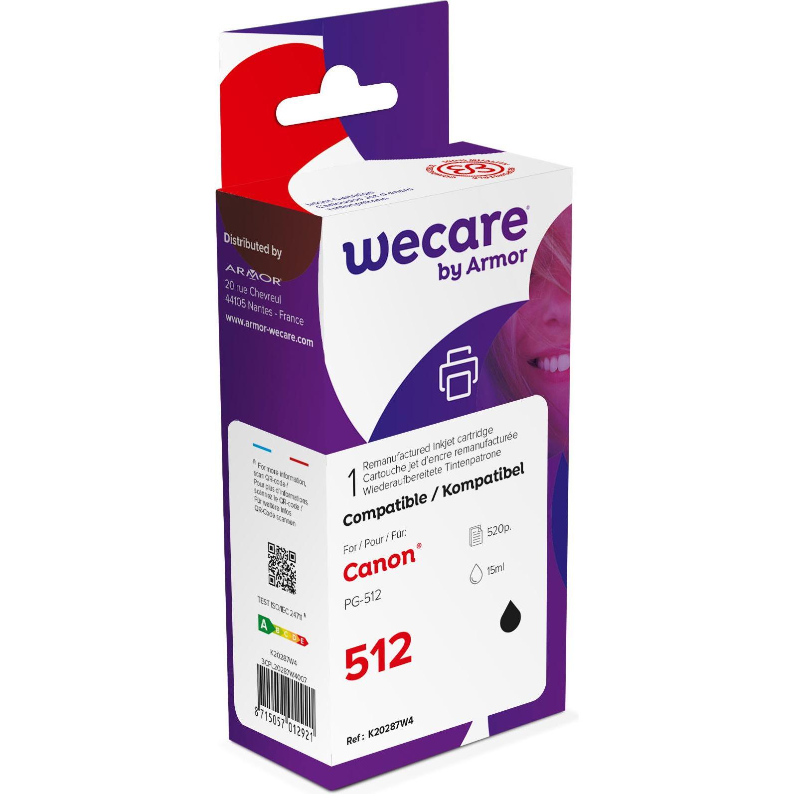 Wecare, Druckerpatrone, Tinte rebuilt schwarz PG-512 zu Canon PIXMA MP 240 15ml (BK)
