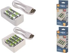Actual product image Ansmann Charger Basic IV incl. 4 x AA 1300mAh battery (1 pcs., AA, 1300 mAh, Battery + charger)