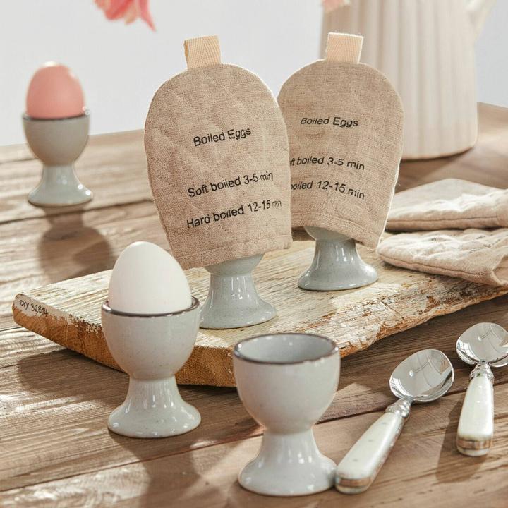 Produktbild Loberon Eierbecher 6er Set Biarré grau (6 x)