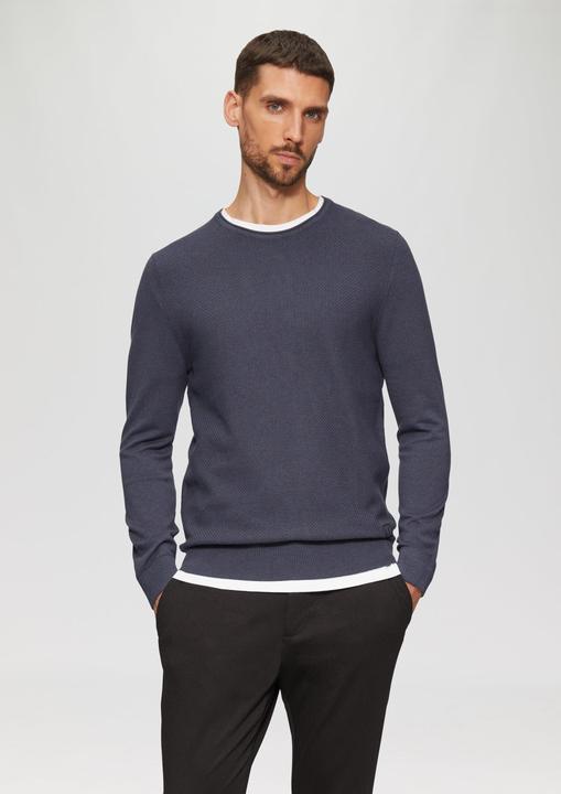 Produktbild S.Oliver Strickpullover Strickpullover mit Strukturmix und Logo-Patch (XL)