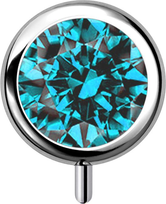 Actual product image Star Piercing Threadless cylinder silver front crystal aqua (without brass, Titanium G23)