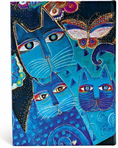 Image du produit Paperblanks Belle et énigmatique Chats en bleu avec papillonsMidiLIN (À rayures, Couverture rigide)