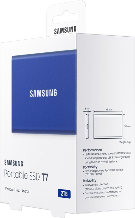 Image du produit Samsung Portable T7 Blue (2000 Go)