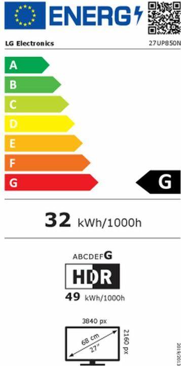 Energy Label LG 27UP850N-W (3840 x 2160 Pixels, 27")