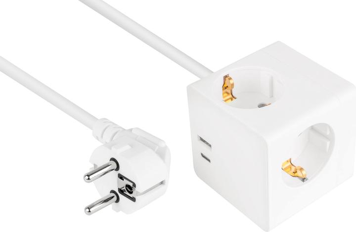 Immagine prodotto Kabelmeister Cubo di presa a 3 vie USB-C USB-A, bianco, 2m (3 x, USB-C, USB-A, 2 m)