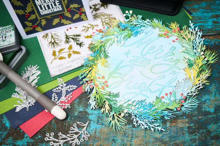 Actual product image Sizzix Thinlits punching stencil set, 11 pieces, Holiday Greens Mini by Tim Holtz