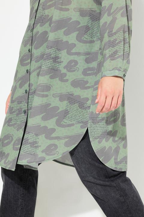 Produktbild Ulla Popken Longbluse, Scribble-Muster, Hemdkragen, Langarm (50, 52)