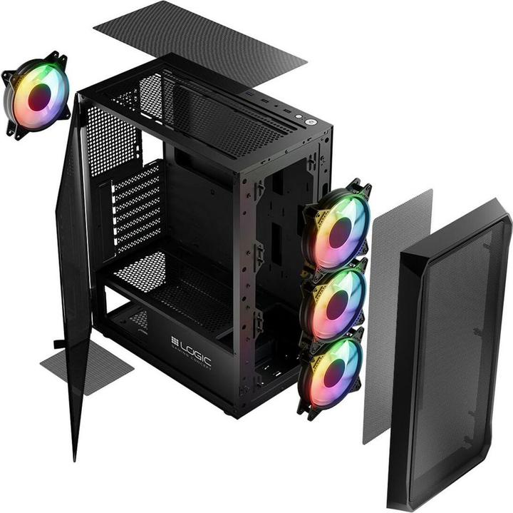 Actual product image Logic PORTOS ARGB MIDI USB 3.0 case black (ATX, mATX)