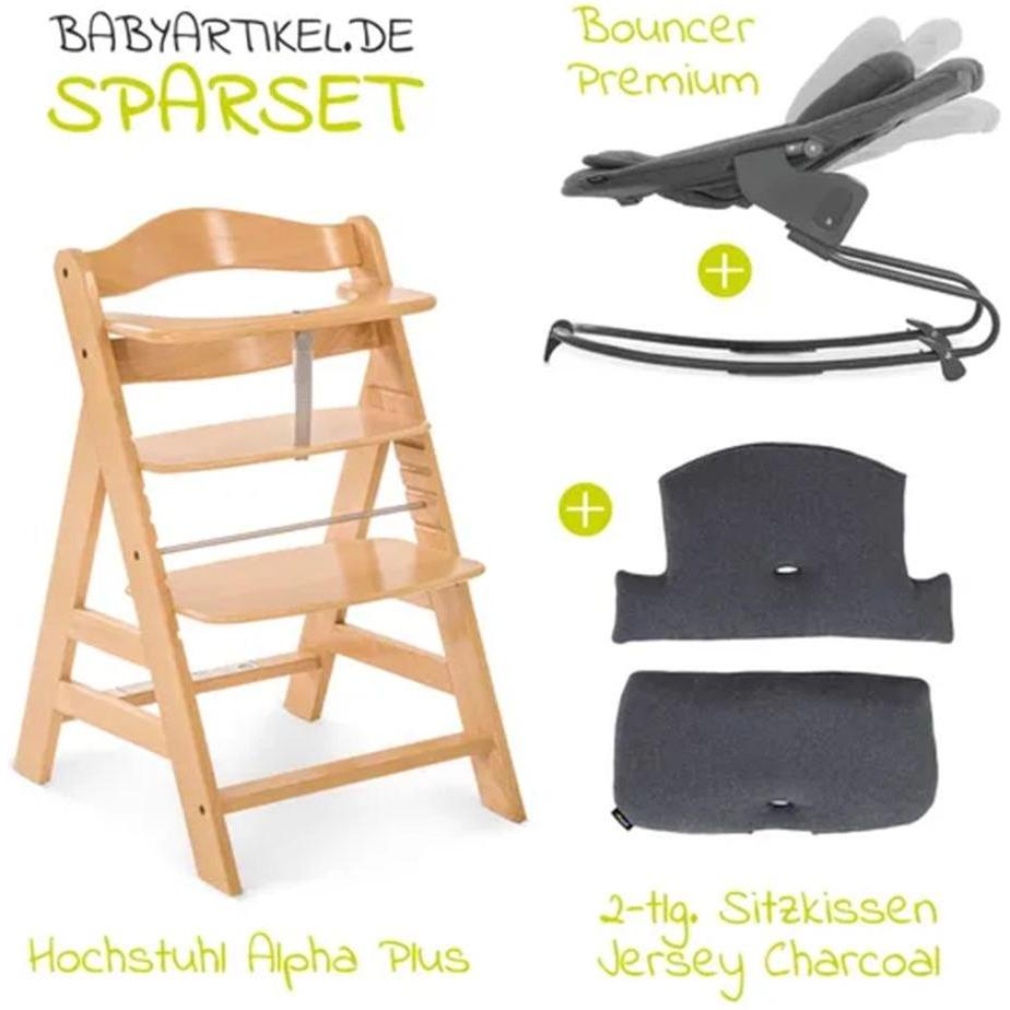 Thumbnail - Hauck, Hochstuhl, Hochstühle Alpha Plus Natur 4-tlg. Newborn Set - Hochstuhl + 2in1 (Hochstuhl)