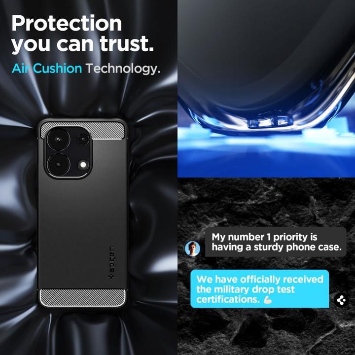 Immagine prodotto Spigen Custodia Rugged Armor per Xiaomi Redmi Note 13 4G / LTE - nero opaco (Xiaomi Redmi Note 13 4G)