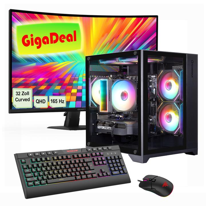 Produktbild GameMax GigaDeal Infinity Mini BK SET2579 7536 + Gigabyte GS32QC LED-Monitor Curved, 80 cm (32") (AMD Ryzen 5 7500F, 32 GB, 1000 GB, GeForce RTX 5060)