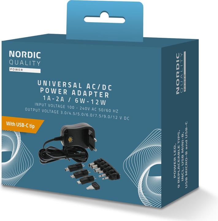 Produktbild Deltaco AC/DC Universal Plug-in Adapter, 1000mAh