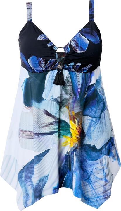 Actual product image Ulla Popken Floral Print Handkerchief Hem Swim Dress (44)