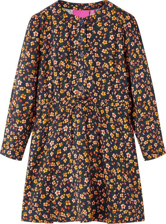 Produktbild vidaXL Kinderkleid mit Langen Ärmeln Marineblau 128,Material: 100 (128)