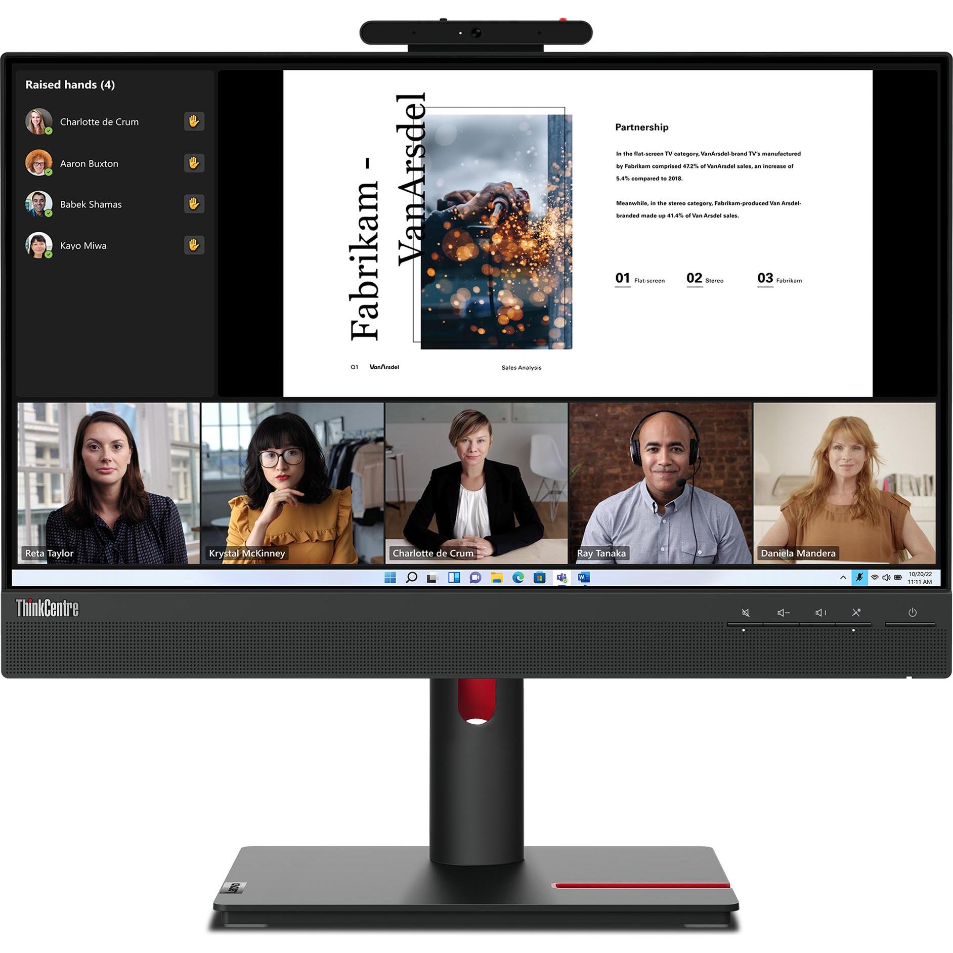 Lenovo ThinkCentre Tiny-In-One 22 Gen 5 (1920 x 1080 Pixel, 21.50"), Monitor, Schwarz