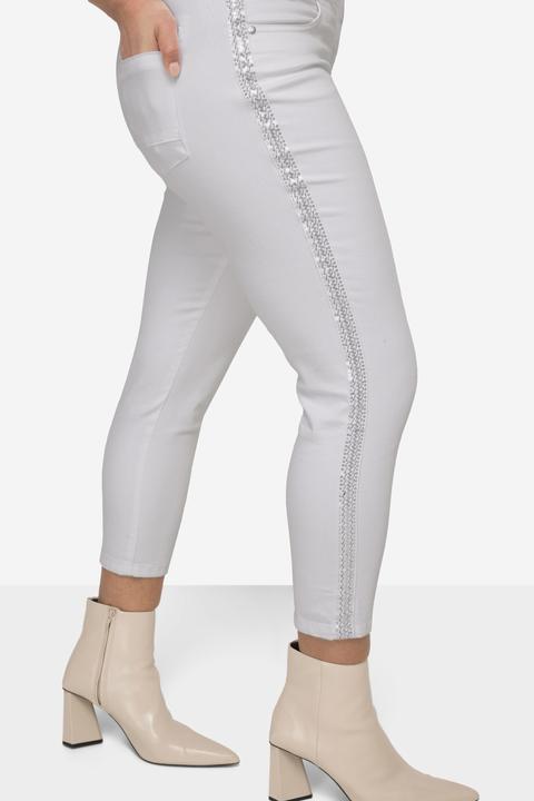 Image du produit Miamoda Pantalon en twill coupe Slim Fit, avec bandes à paillettes et taille partiellement élastique (56)