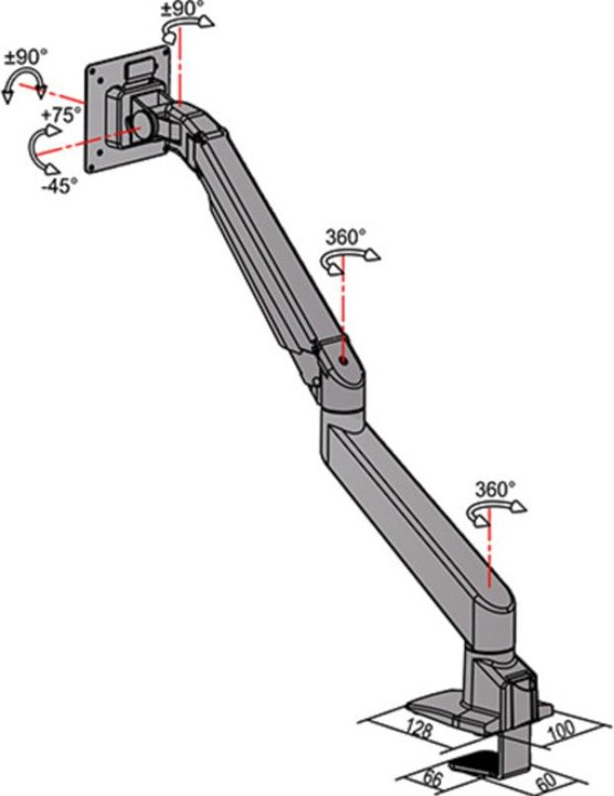 Actual product image Multibrackets Gas lift arm single (Table, 32")