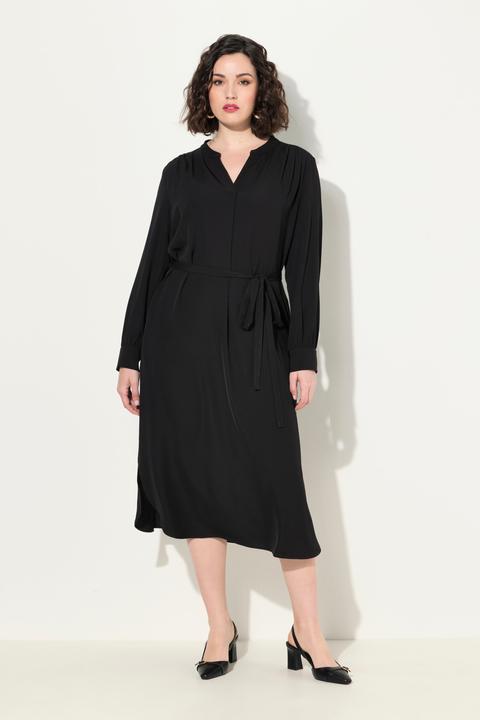 Immagine prodotto Ulla Popken Abito midi con scollo a V, cintura, maniche lunghe e tasche (46)