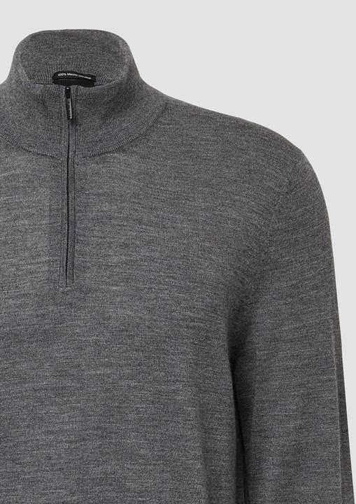 Produktbild s.Oliver Strickpullover Strickpullover aus reiner Merinowolle mit Troyer-Kragen (M)