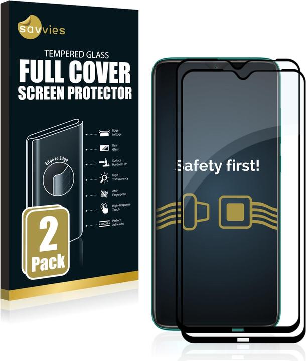 Produktbild Savvies Full-Screen Displayschutz Panzerglas Schutzglas (2 Stück, Xiaomi Redmi Note 8)