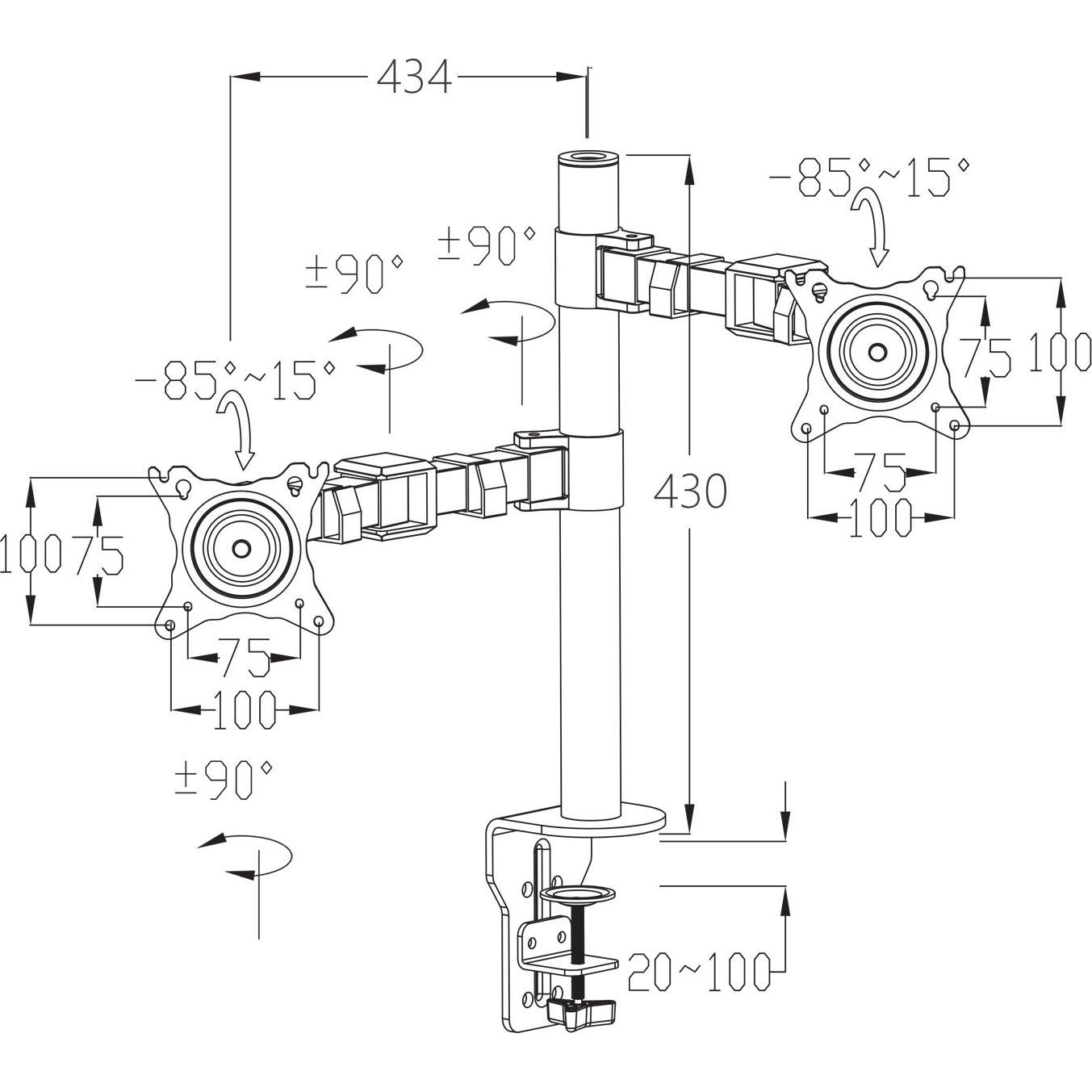 Thumbnail - MCW D38 (Tisch, 27"), Monitor Halterung, Schwarz