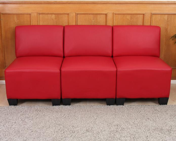 Produktbild Mendler Modular 3-Sitzer Sofa Couch Lyon, Kunstleder - rot, ohne Armlehnen (3-Sitzer)