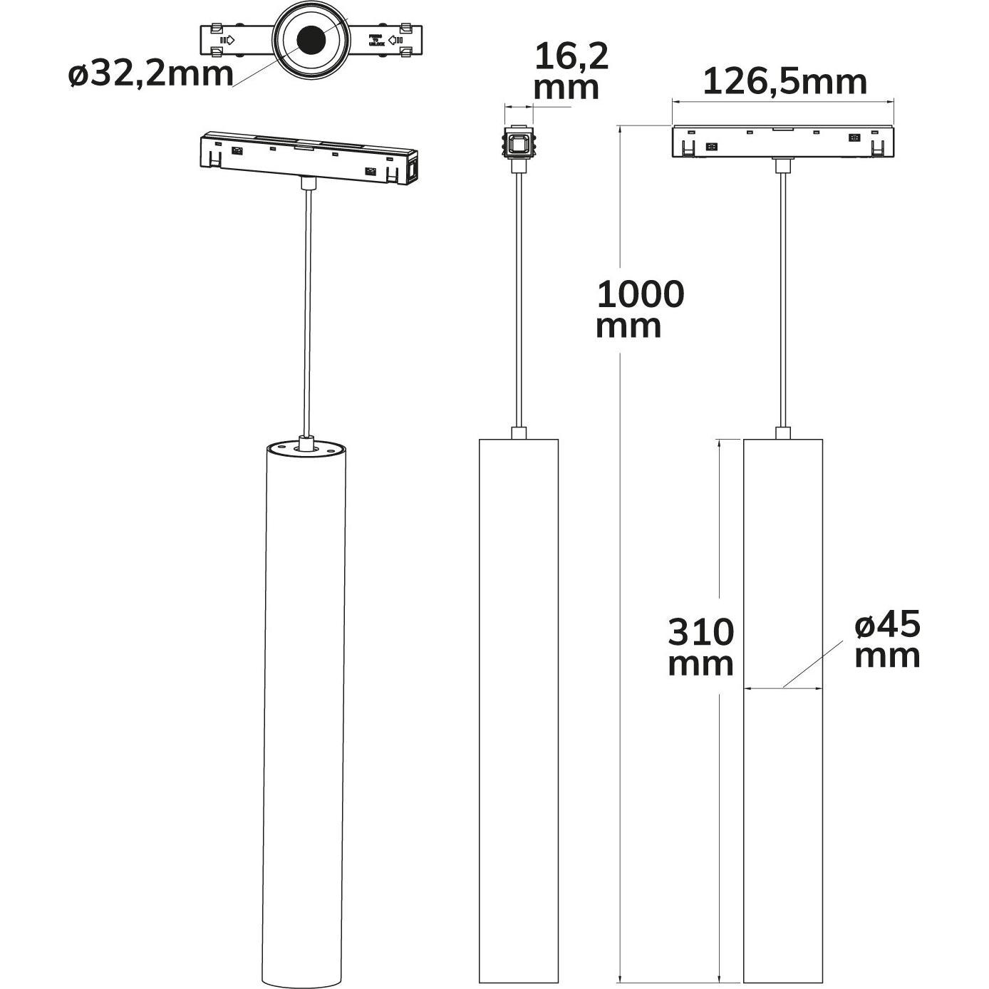 Thumbnail - Isoled, Zubehör Beleuchtung, Track48 Hängeleuchte Pipe schwarz, 15W, 36°, UGR<19, 48V DC, 3000K, CRI90, DALI dimmbar