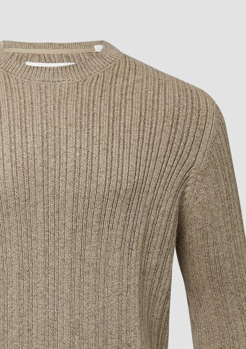 Produktbild s.Oliver Strickpullover Melierter Strickpullover mit Rippstruktur (XL)