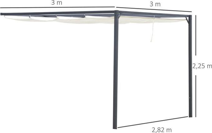 Actual product image Swisshandel24 Pergola gazebo 3x3m garden gazebo BBQ gazebo with fabric roof weatherproof metal polyester cream (300 cm, 300 cm)