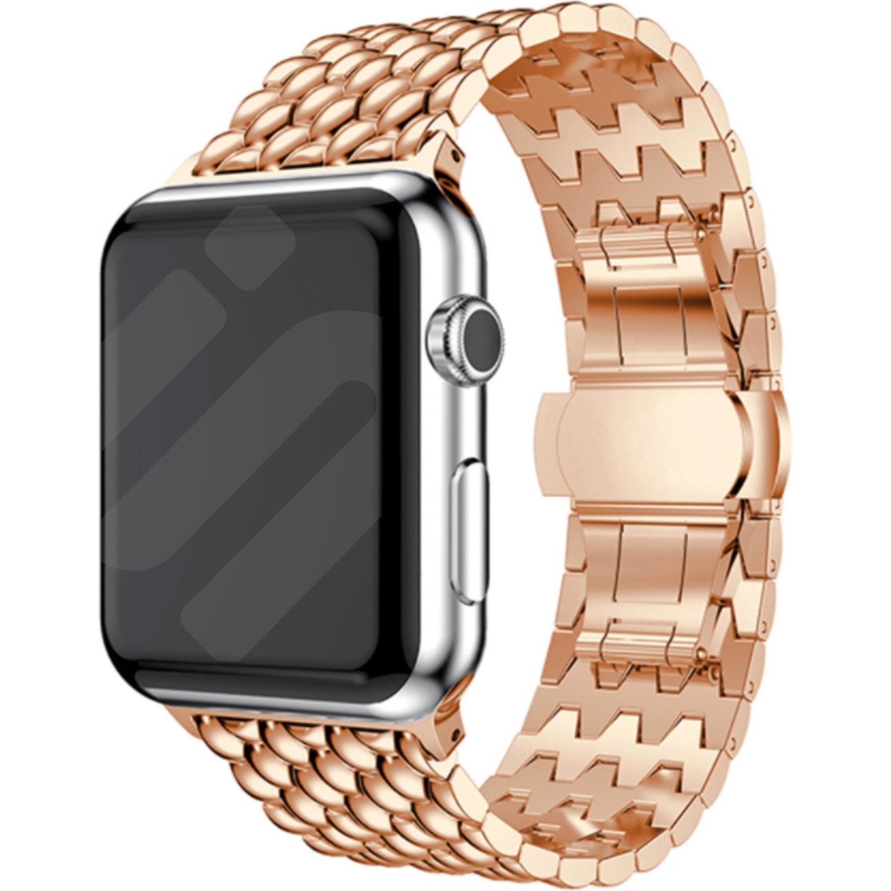 Strap-it Armband (Stahl, Apple Watch), Uhrenarmband, Rosa, Gold