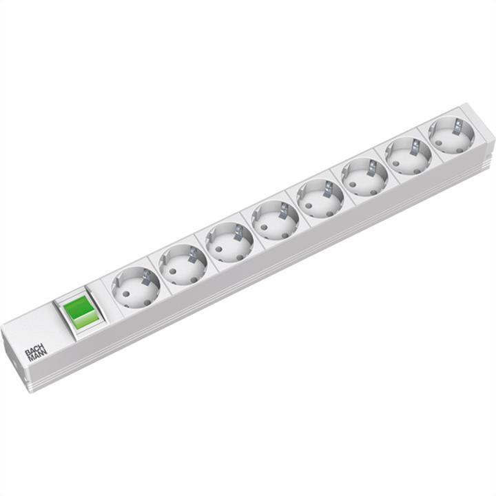 Actual product image Bachmann 19" 1U 8xCEE7/3 1xswitch (8x, CEE 7/3, CEE 7/4, CEE 7/7, 1.50 m)